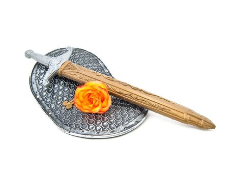 Toy armour of the knight: a board, a swordの写真素材