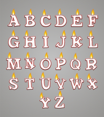 set of alphabet candle with red colourのイラスト素材