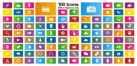 100 metro style rectangle icon setsのイラスト素材