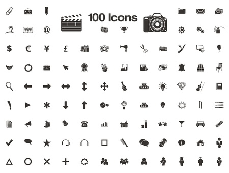 100 icons - faviconのイラスト素材