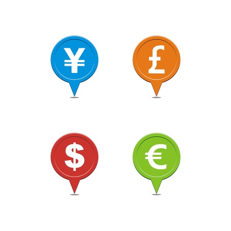 colorful currency map pointersのイラスト素材