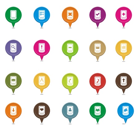 colorful smart phone map pointersのイラスト素材