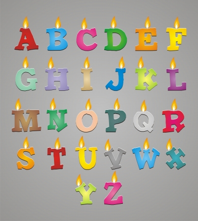 set of colorful alphabet candleのイラスト素材