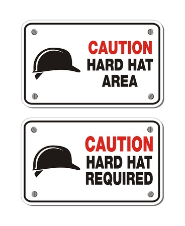 caution hard hat area signs - rectangle signsのイラスト素材