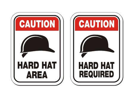 caution hard hat required signs - safety signsのイラスト素材