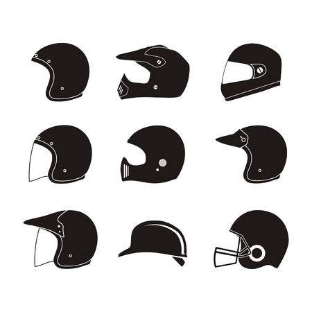 helmet silhouette - helmet icon setsのイラスト素材