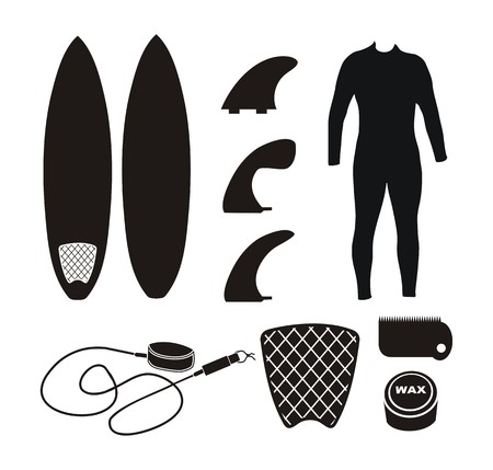 surfboard equipment - silhouetteのイラスト素材