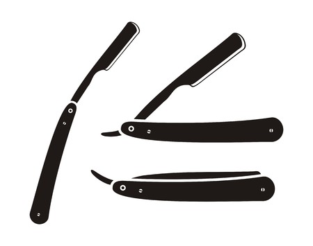 barber straight edge razor - silhouetteのイラスト素材