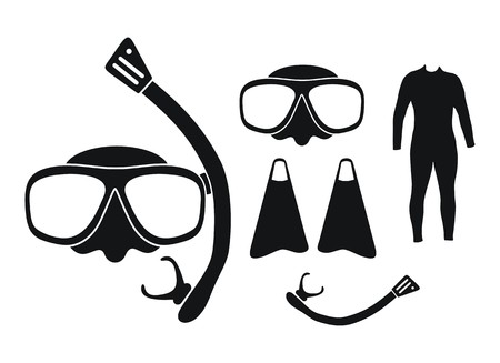 snorkeling equipment - silhouetteのイラスト素材