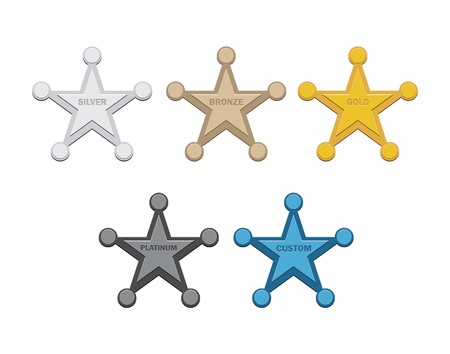 star badges silver, bronze , gold, platinum, customのイラスト素材
