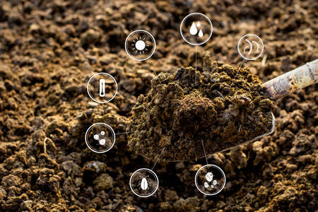 Manure with technology icon around, agricultural.の写真素材