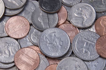 Close up of pile of coinsの写真素材