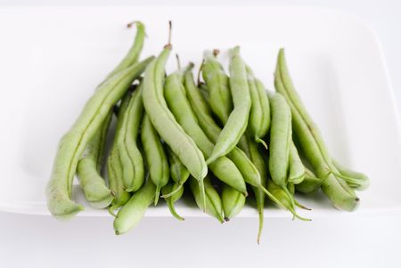 A plate of green beans - shallow Depth of fieldの写真素材