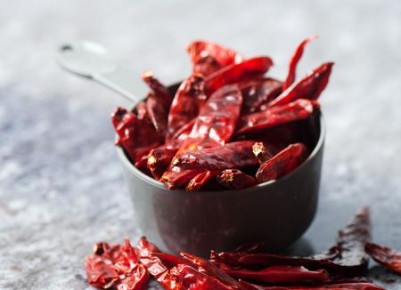 Dried red chillies used in cooking