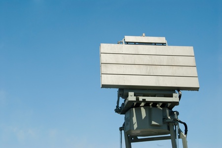 A military radar against the blue sky - space for copyの写真素材