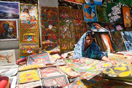 Bangalore India - January 30, 2011: A stall selling paintings at のeditorial素材