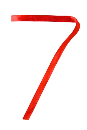 Number seven written with a red ribbonの写真素材