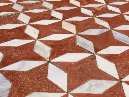 The floor design at the Taj Mahal complex in Agra, Indiaの写真素材