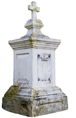 A tombstone in a church cemetery - isolated on whiteの写真素材