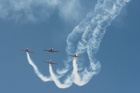 Bangalore India - February 12 2017: The air show rehearsal at the 11th edition of Aero India 2017 in Bangalore, India. Over 200,000 people expected to attend.のeditorial素材