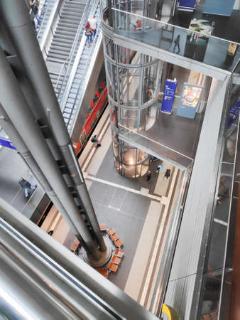 Berlin, Germany - April 29, 2019: The beautiful multi level Berlin Hauptbahnhof main train station in Germany.のeditorial素材