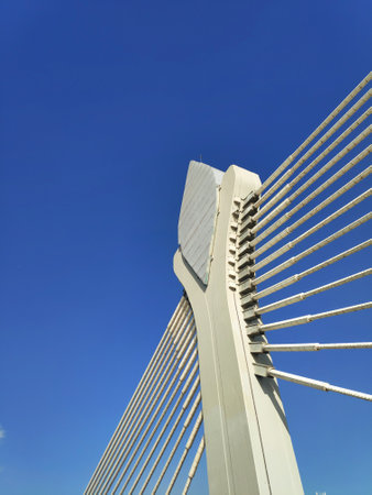 The new bridge connecting the traditional old and new hi tech regions of Hyderabad city in Indiaの写真素材