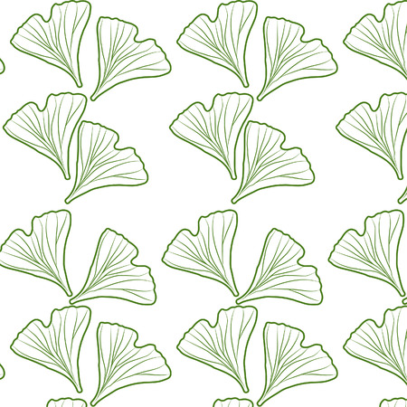 Ginkgo biloba pattern.  Silhouette of ginkgo leavesのイラスト素材