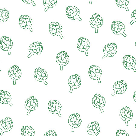 Seamless artichoke pattern. Vitamin doodle for kitchen designのイラスト素材