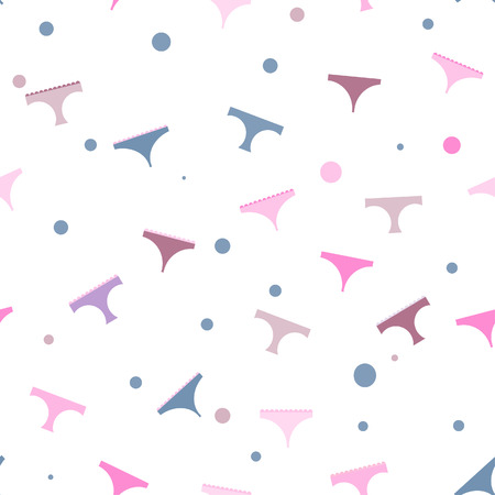 Seamless texture of womens panties various models and color. Female patternのイラスト素材