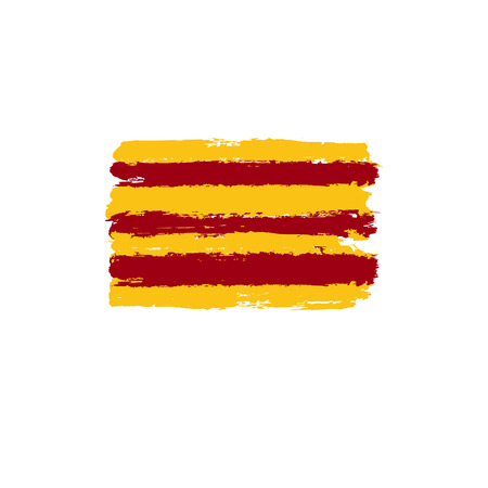 Cataloinian flag painted by brush hand paints. Art flag. Abstract background symbolizes the countrys patriotism and pride to the country.のイラスト素材