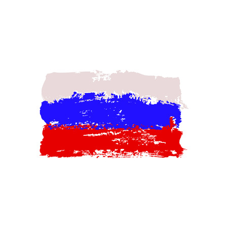 Russian flag painted by brush hand paints. Art flag. Abstract background symbolizes the countrys patriotism and pride to the country.のイラスト素材