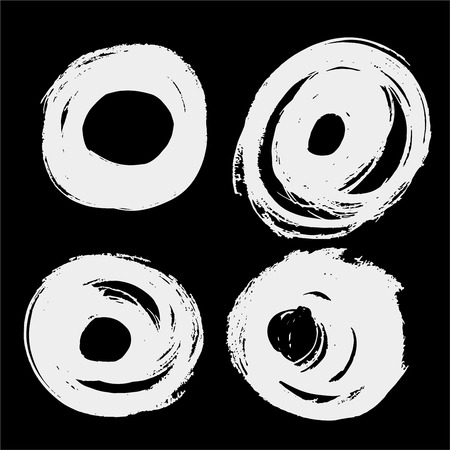 Set of circles drawn by hand. Ink round frame. White circles.のイラスト素材