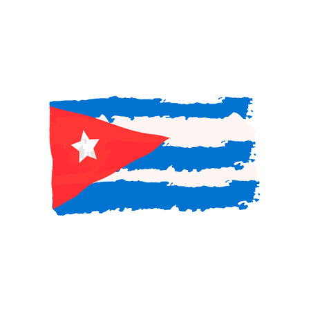 Cuban flag painted by brush hand paints. Art flag. Abstract backgroundのイラスト素材