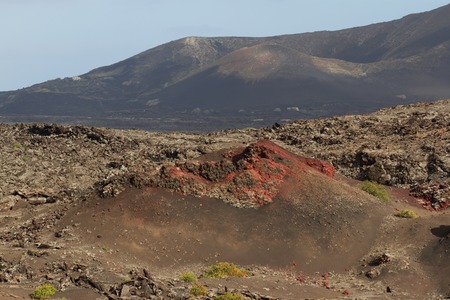 Desert arid peak stone volcanic mars landscape in Lanzarote, Canary Islandsの写真素材