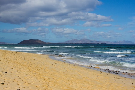 Ocean background. Atlantic horizon. Space landscape, panoramic view. Fuerteventura, Canary island, Spainの写真素材