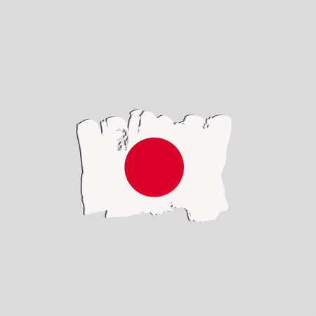 Japan flag hand painted by brush.のイラスト素材