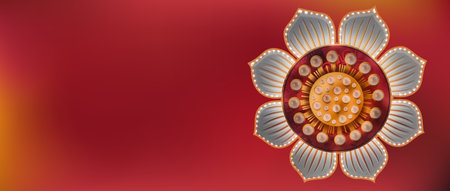 Banner with a flower on a red gradient mesh background. Banner perfect for promotions, magazines,...