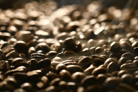 coffee beans Grains of coffee let out aroma and smells drawing of attention