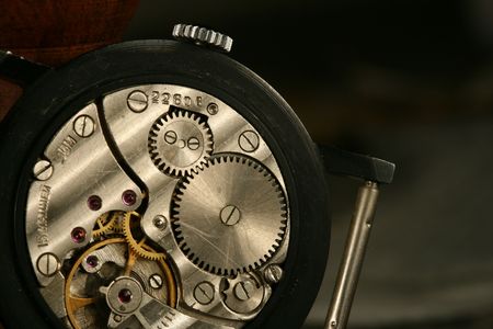 clockworks device engine gears close up