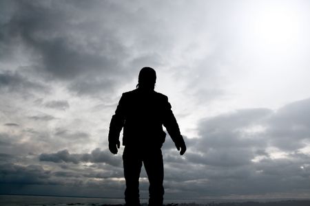 man stay in the cloud sky