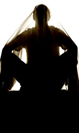 abstract man figure on white lightの写真素材