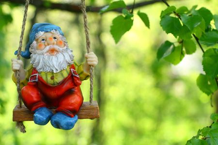 garden dwarf on green background
