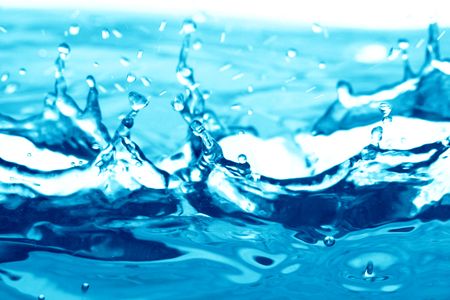 blue water splash macro close up