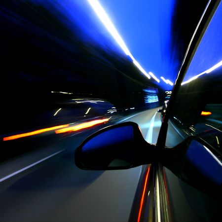 speed car on highway motion blurred