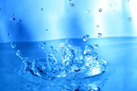 blue water splash macro close up