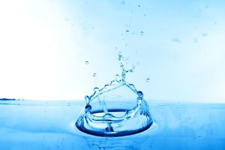 clear blue water splash on white