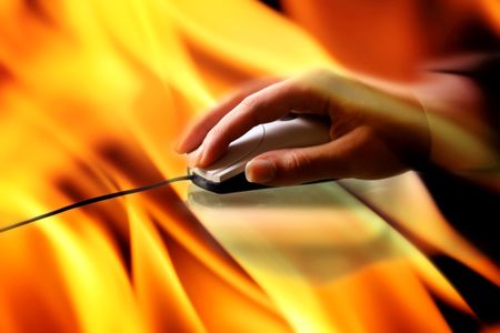 mouse in hand hard work concept の写真素材