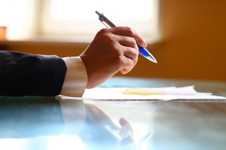 pen work hand work backgroundの写真素材