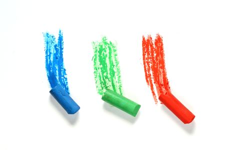 rgb paint hand art on white paperの写真素材