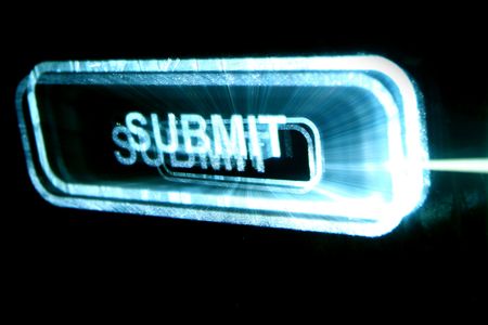 abstract submit neon button in darkの写真素材